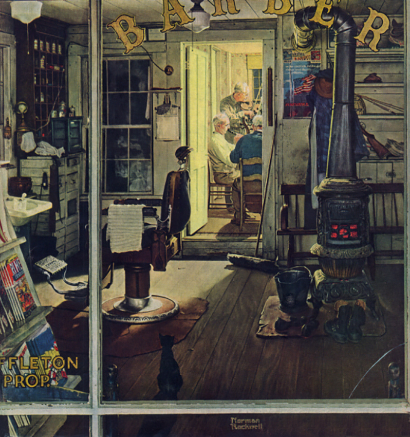 Norman Rockwell, Shuffleton's Barbershop, 1950